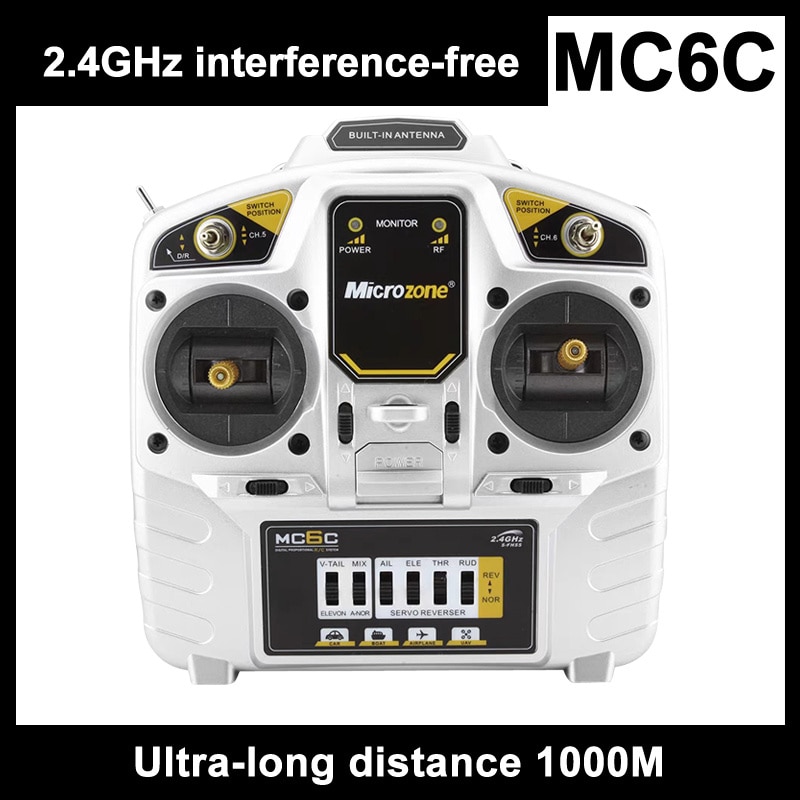 Microzone-Mc6c 2.4g 6ch 컨트롤러 송신기 수신기 라디오 시스템, Rc 비행기 드론, 멀티로터, 헬리콥터, 자동차, 보트용
